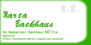 marta backhaus business card